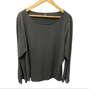 EMME BLACK SCOOP NECK LONG FASHION STATEMENT WIDE SLEEVE END BLOUSE